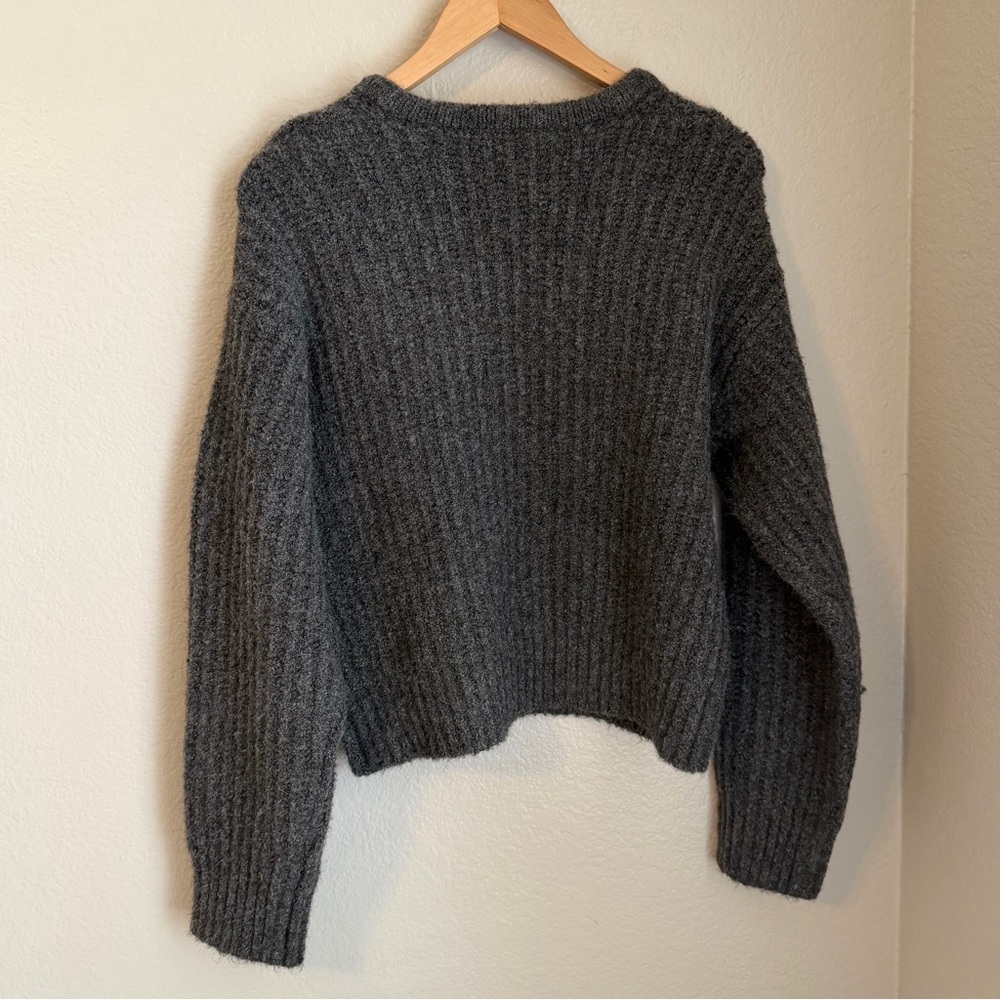 NWT, Self Contrast x Anthropologie Chunky Cozy Dark Gray Sweater, Size Large - Picture 5 of 7